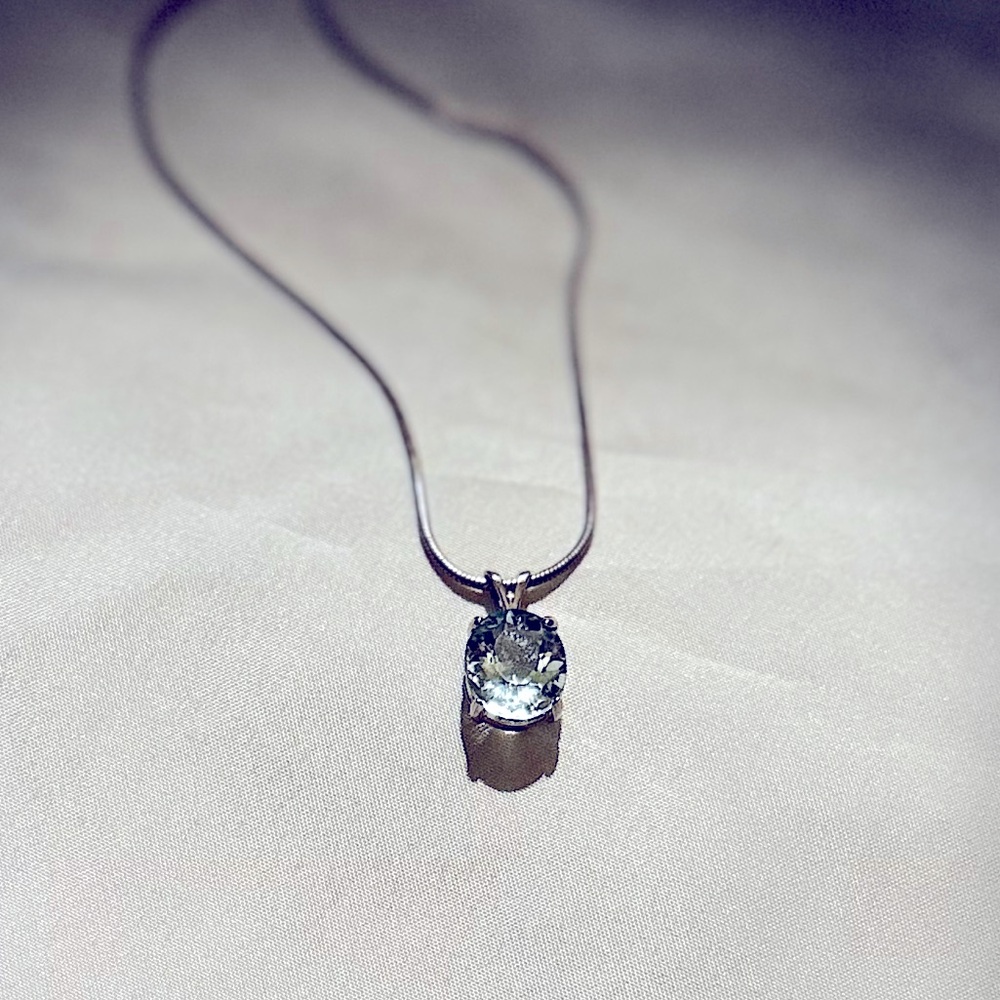 Vintage Faceted 14 Carat Aquamarine Necklace 925 Sterling Silver Chain Italy